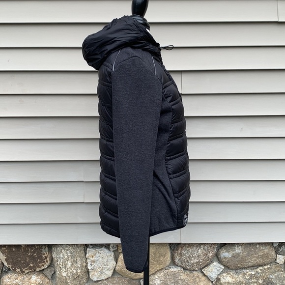 Michael MICHAEL KORS Mixed Media Quilted Jersey Knit Jacket - Black/Gray - Picture 11 of 16